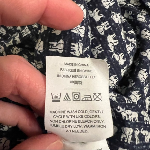 Crewcuts Girls Dress 8 Blue Navy White Elephant Print Cotton Smocked Neck - Picture 7 of 8